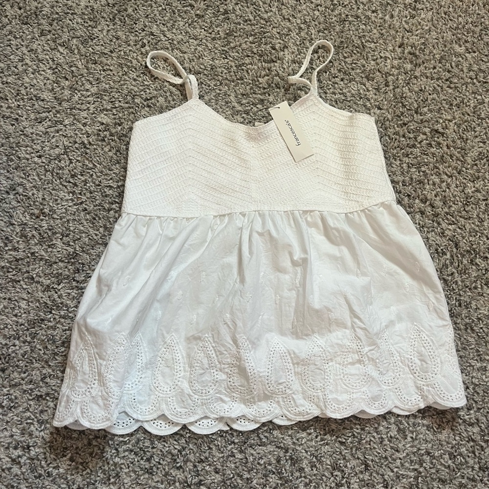 White Sleeveless top with Lace Detail